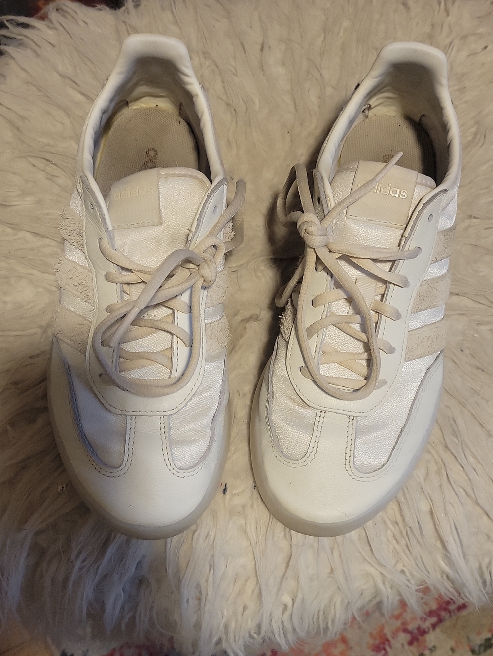adidas Women’s Off-White and Cream Lace-Up Sneakers